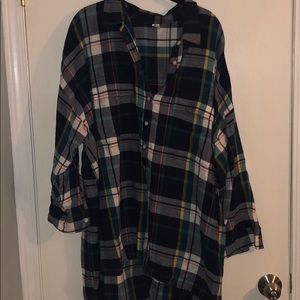 Flannel tunic long sleeve tee